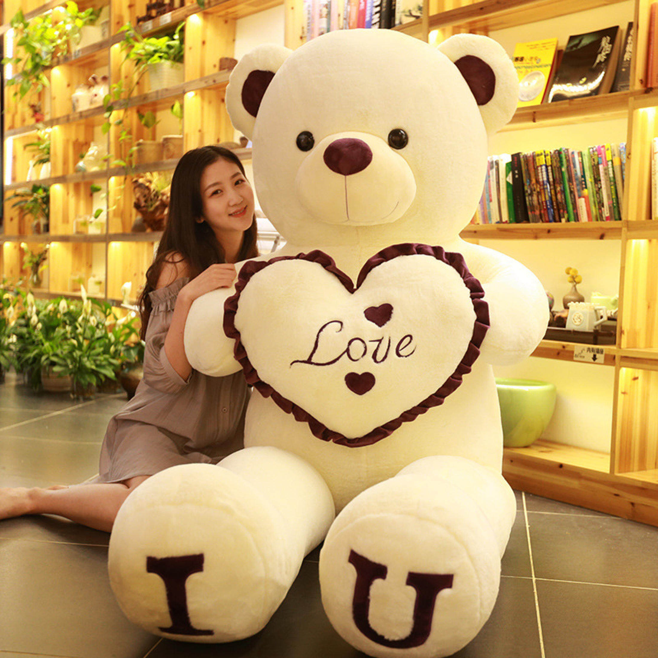 100cm Big I LOVE YOU Bear Plush Toy Lovely Huge Stuffed Soft Bear Doll Lover Bear Kids Toy Birthday Gift For Girlfriends
